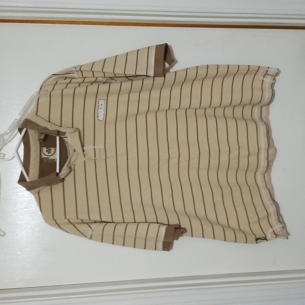 Mecca mens Polo shirt, XXL, tan and brown stripes